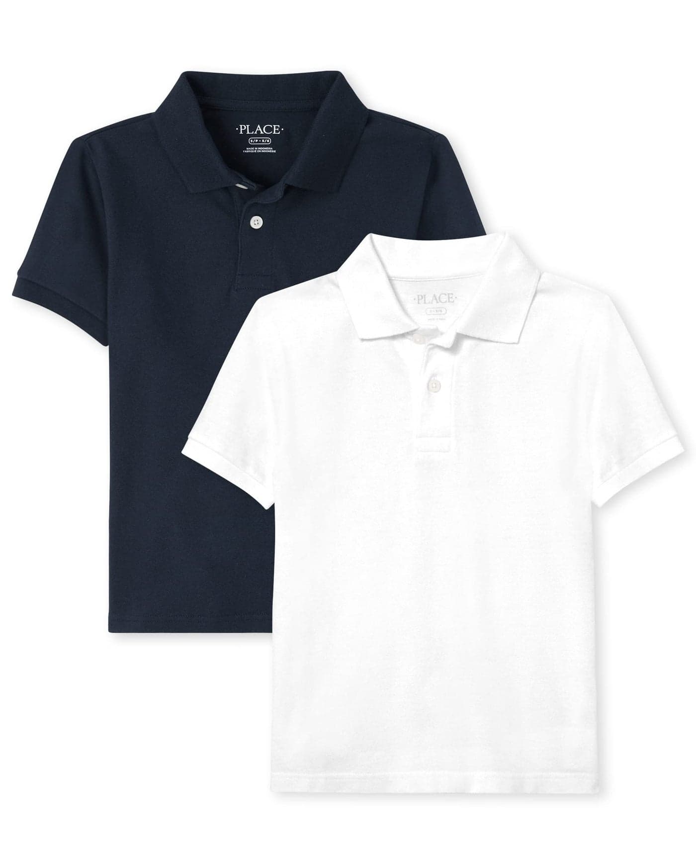 The Children's Place Boys Short Sleeve Pique Polo,Nautico/White 2 Pack,XS (4)