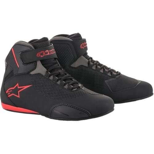 Alpinestars Men's Sektor Vented Street Motorcycle Shoe, Black/Gray/Red, 10