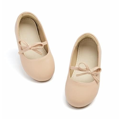 ESTINE Mary Jane Flats for Little Kids Toddler Baby Girls Glittery Dress Princess Ballet Shoes301Nude8M