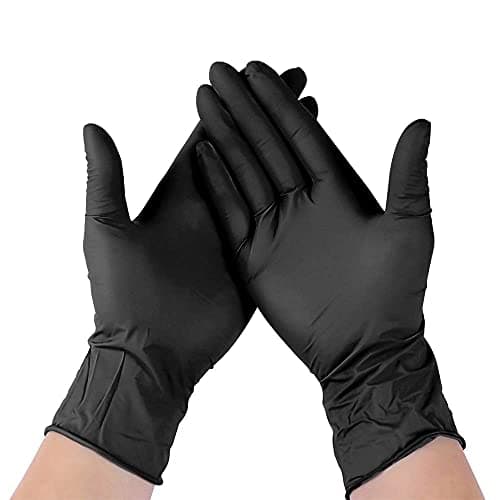 Black nitrile gloves powder free(50 Black (Medium))