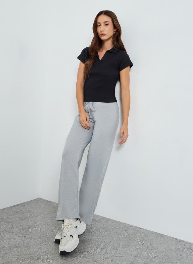 Women Solid Straight Leg Knitted Pants