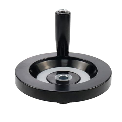 Pastlla 4.92" / 125mm Hand Wheel with Revolving Handle, 0.47" / 12mm Hole Diameter Back Ripple Hand Wheel, Revolving Handle for Milling Machine Industrial Lathe