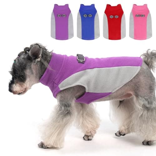 KOOLTAIL Small Dog Sweater - Dog Fleece Vest Jacket with Leash D-Ring for Small Medium Dogs, Soft Pullover Winter Warm Cold Weather Coats, Pet Fall Clothes Outfit for Puppy Cat Boys&Girls, Purple S
