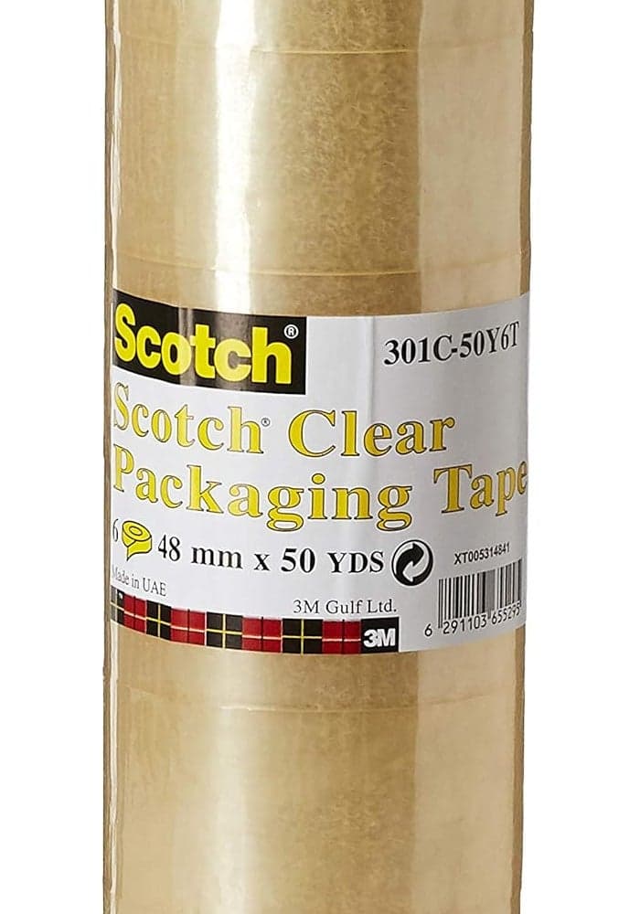 Scotch Clear Packaging Tape, 2 in x 50 Yds, 6 Rolls