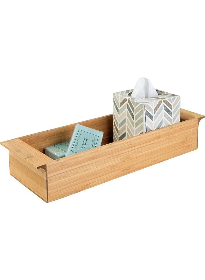 86362 Formbu Wood Tank Top Storage Handles, Wooden Organizer For Tissues, Candles, Soap, Hand Towels, Toilet Paper, 16.15" X 6" 3", Deep Tray