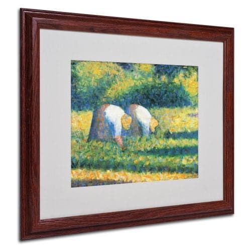 Trademark Fine Art Farmers at Work 1882 by Georges Seurat with Wood Frame Artwork, 16 by 20-Inch