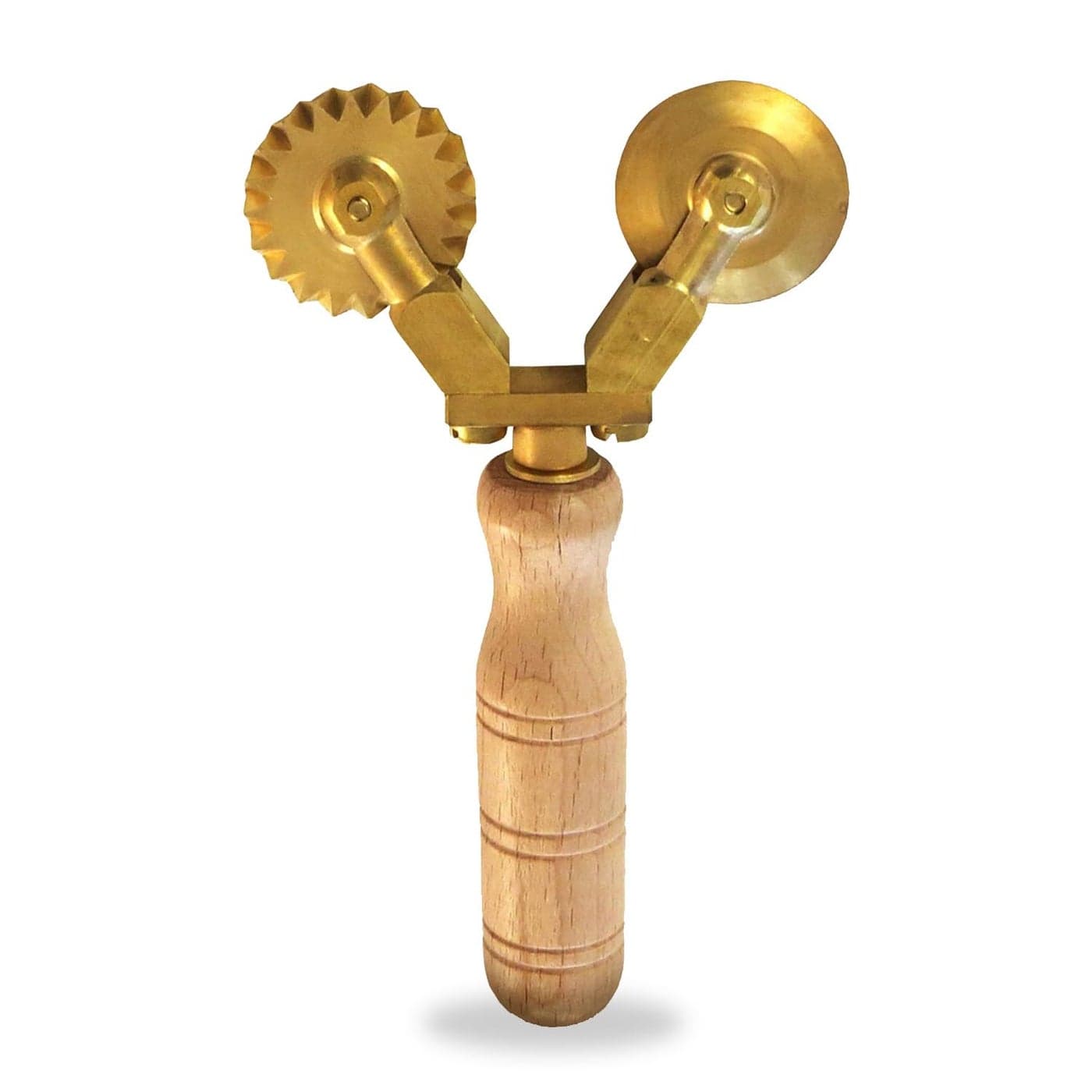La Gondola Homemade Pasta Cutter Double Wheel Festooned Smooth Pasta Making Tool for Home and Business Brass Natural Wood Easy to Use Pasta Cutting Tool Ravioli Cutter Made in Italy