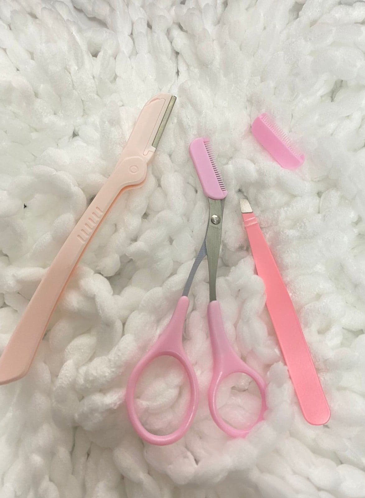 Eyebrow Grooming Kit Eyebrow Tweezers Lightweight Stainless Steel Eyebrow Scissors with Comb Folding Eyebrow Scraper Salon Use P