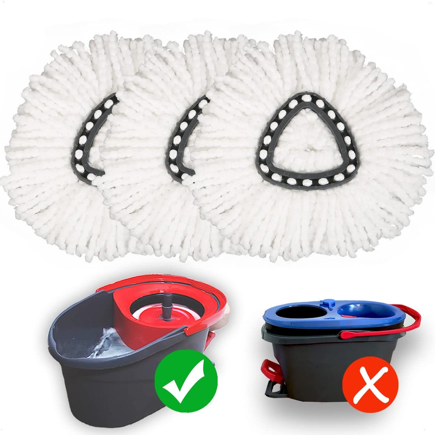 Mop Replace Head 3 Pack Mop Refills Compatible with Triangle Spin Mop Made of Microfiber Deep Cleaning Machine Washable and EasytoReplace
