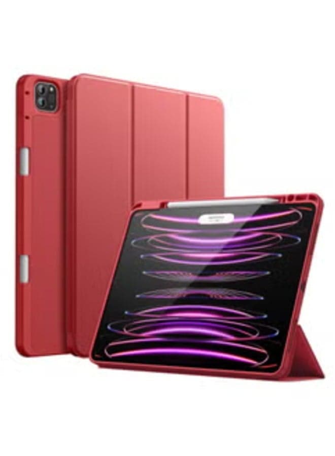 Red Smart Case for iPad Pro 13 Inch 2024 – With Pencil Holder, Touch ID Support, and Auto Wake/Sleep
