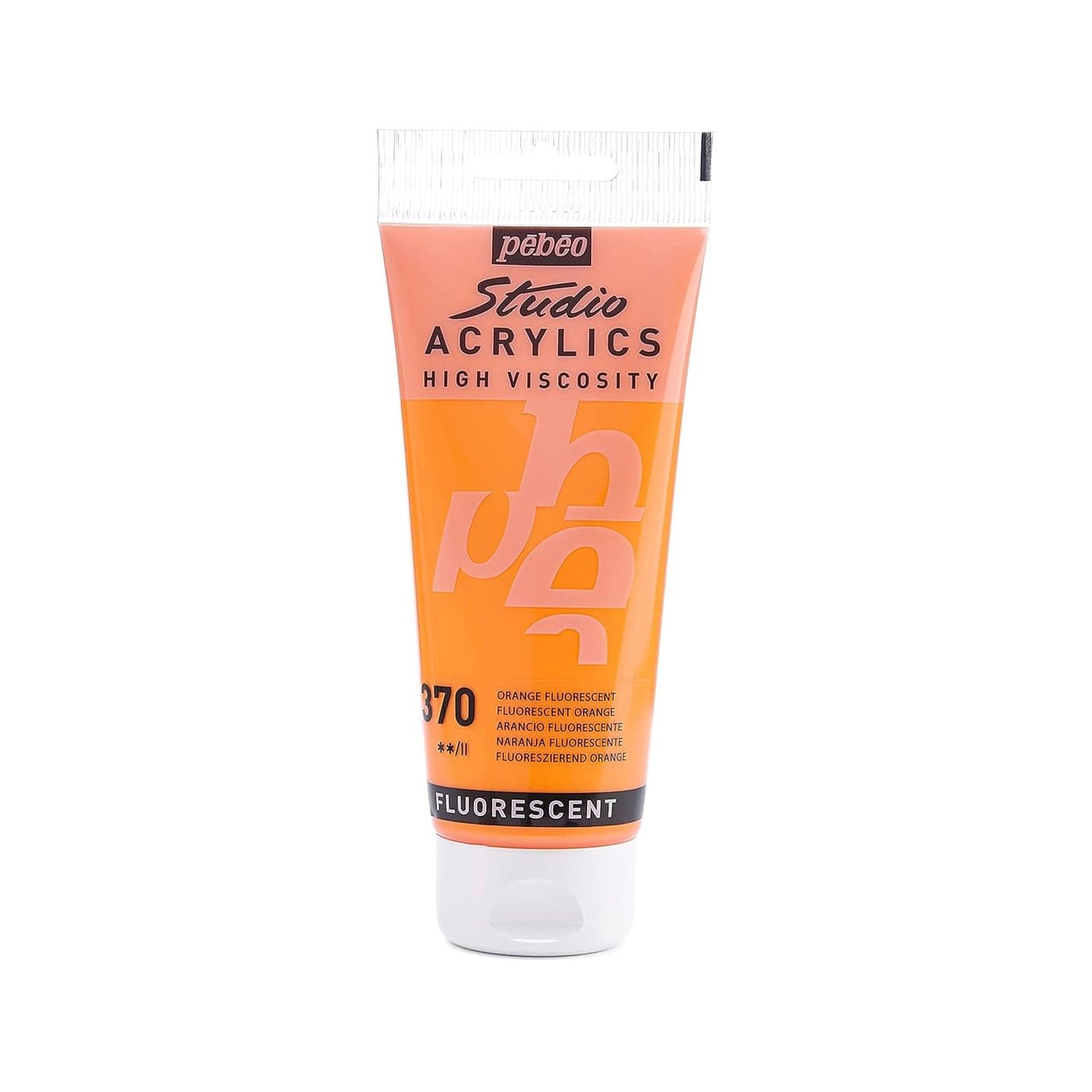 Pebeo Studio Acrylics 100-milliliter Acrylic Paint, Fluorescent Orange