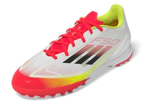 adidas Unisex F50 League Turf Sneaker, White/Black/Solar Yellow, 4 US Men