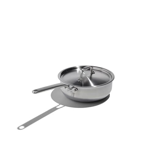 Heritage Steel x Eater 3 Quart Saucier with Lid | Made in USA | 5-Ply Fully Clad Stainless Steel Pan | Stay Cool Handle Design | Induction Capable & Non-Toxic Cookware