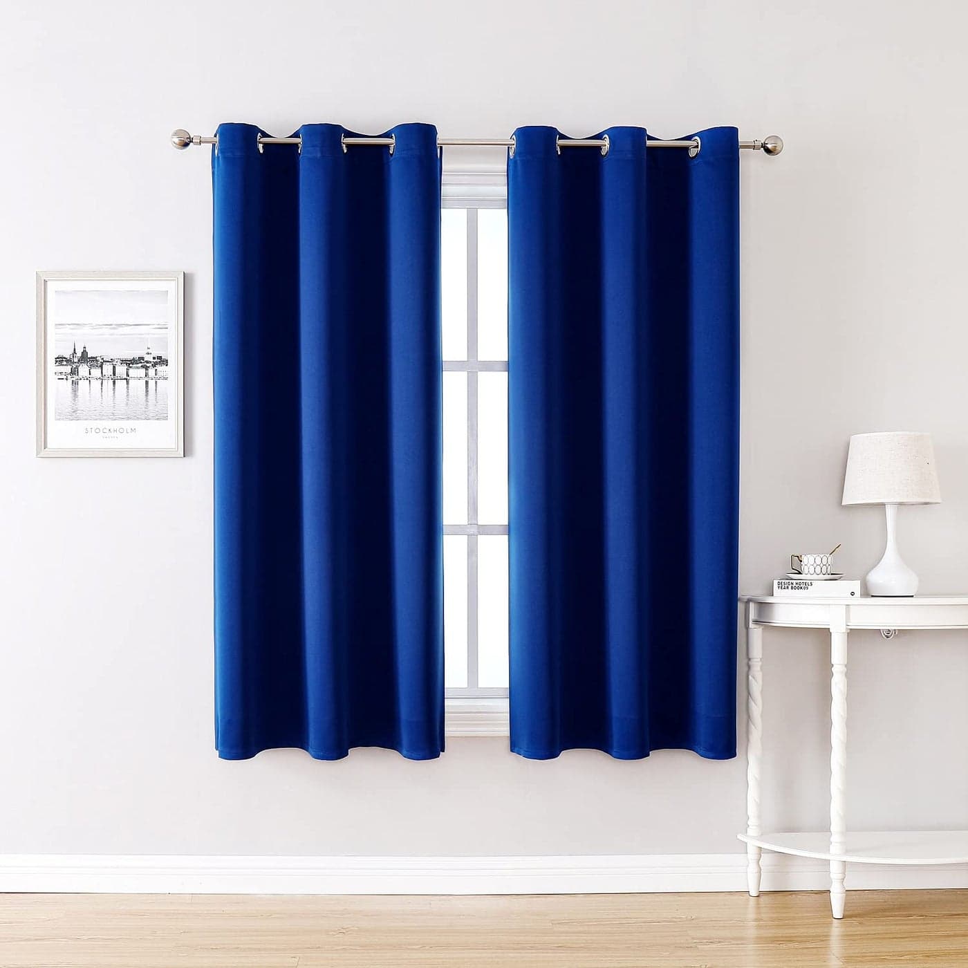 ChrisDowa Grommet Blackout Curtains for Bedroom and Living Room 2 Panels Set Thermal Insulated Room Darkening Curtains Royal Blue 38W x 45L