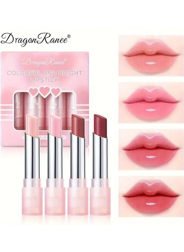 4-color lipstick set box, lip balm repair and moisturizing, color-changing lipstick, anti-cracking, temperature-changing lipstick, long-lasting moisturizing without fading, moisturizing lipstick, waterproof jelly color-changing lipstick, long-lasting moisturizing and hydrating, non-sticky cup, water