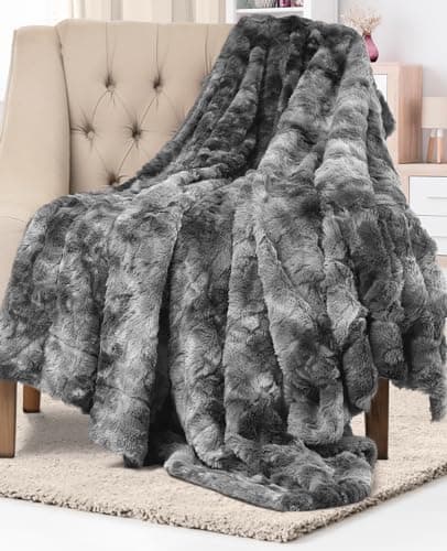 Everlasting Comfort Faux Fur Throw Blanket Soft Fluffy Fuzzy Plush Thick Throws