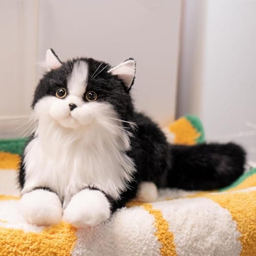 Chongker Weighted Stuffed AnimalsHandmade Realistic Cat Plush Toy 33LBSLifelike Real Cat Size Companion Pet Black Cat