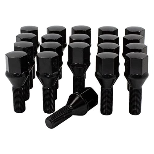 Wheel Accessories Parts 20 Pcs Lug Nut Set M12 x 1.25 12x1.25 Thread Acorn Seat Lug Bolts 19mm Hex 28mm Thread Length Black Lug Nuts for Chrysler 200 | 2016+ Jeep Cherokee | 2017+ Jeep Compass