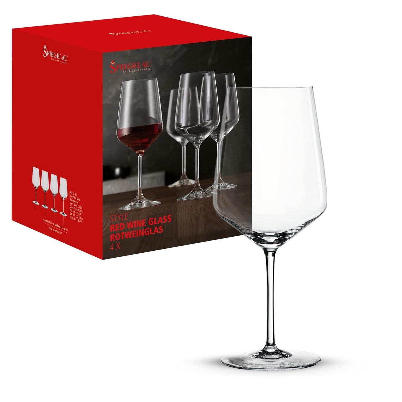 Spiegelau Style Stemmed Red Wine Glasses LeadFree Crystal Wine Glasses for Pinot Noir Cabernet Wedding Housewarming Anniversary Birthday Gifts Elegant Glassware Home Bar 222 oz Set of 4