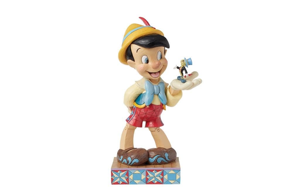 Enesco Disney Traditions Collection by Jim Shore Pinocchio Holding Jiminy Cricket Big Figurine Stone Resin Hand Painted Collectible Classic Disney Figurines Large Home Decor Statue 1538 Inch