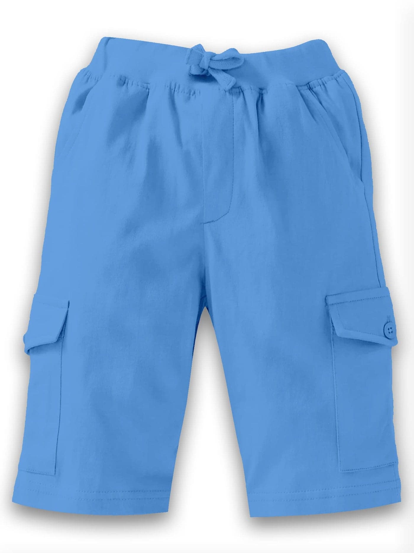 KiddoPanti Boys Knit Solid Cargo Shorts Pack of 2 | 100% Cotton | Comfortable Rib Waistband | 2 Front Pockets & 2 Cargo Pockets | Sport Bermuda Half Pant for Boys, Blue - 10-12Y