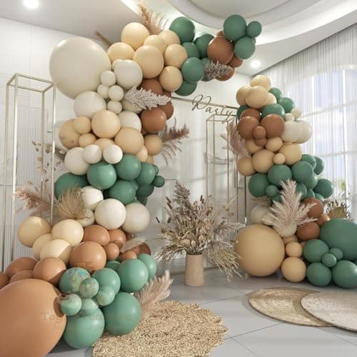 Toys Treasure We Deliver Smiles Brown Green White Balloon Garland Arch Kit, 160Pcs Latex Balloons Different Size 18 12 inch for Birthday Baby Shower Wedding Retirement (Green White Brown)