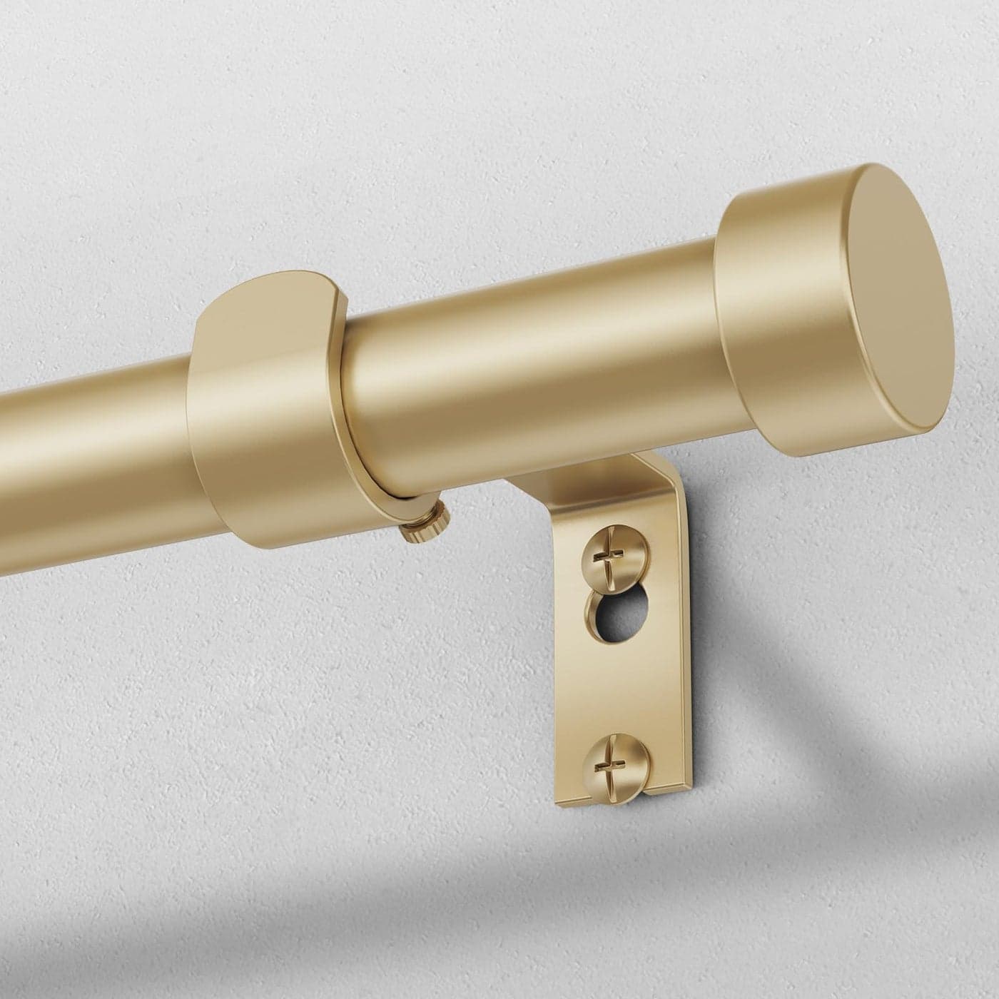 VOIIY Gold Curtain Rods for Windows 18 to 42 Inch1535 Feet1 Diameter Drapery Rods with Modern Style End Cap FinialsSize1842 Inch Brass
