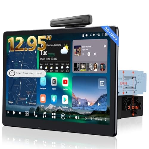 12.95" QLED AI Agent Android Single DIN & Double DIN Car Stereo, Floating Screen, 8G+128G in-Dash Navigation, Golden Hour Alert, 4G LTE, 7.1.2-Ch Audio, HDMI in, Car IoT Hub, Wireless CP&AA,X10G129E