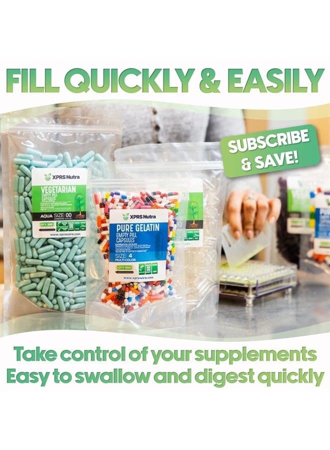 Size 0 Empty Capsules - Empty Gelatin Capsules - 1000 Count Empty Pill Capsules - DIY Capsule Filling - Pure Bovine Pill Capsules Empty Gel Caps (Blue)