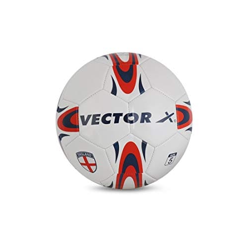 Vector X 32 Panels Country Colour England PVC Machine Stitched Indoor/Outdoor Football with Latex Bladder, White-Red, Size 3, Suitable for Match and Training for Kids 6-10 Years