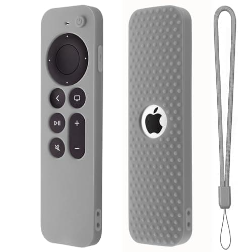 Dealfreez Protective Full Wrap Silicone Case Compatible with New Siri Apple TV 4k 2nd Generation Remote Skin-Friendly Shock Proof Anti-Slip Washable Cover Sleeve (C-Grey)