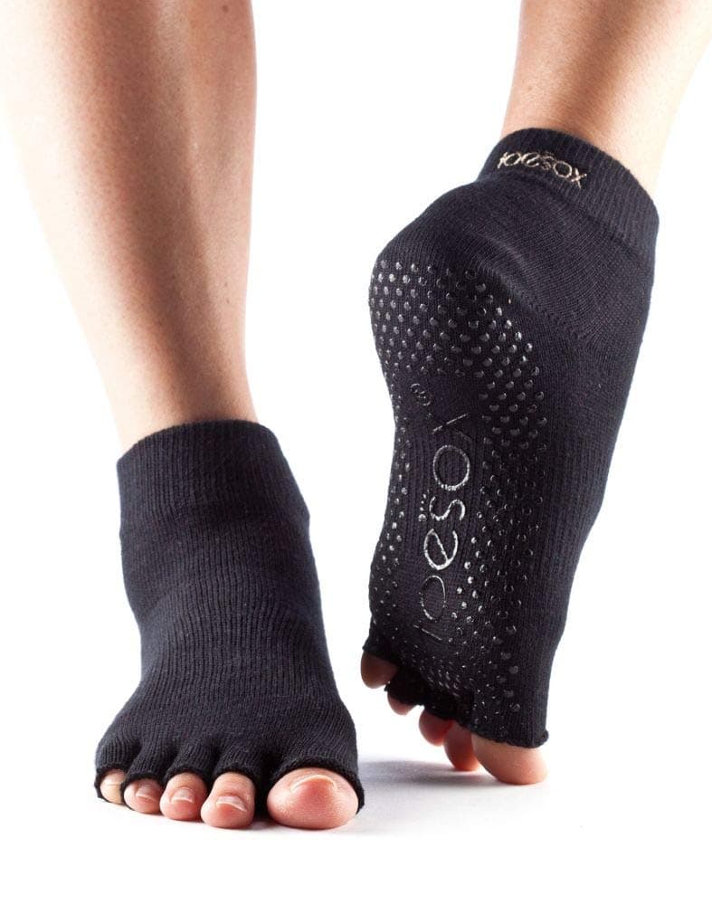 Toesox Non-Slip Ankle Half Toe Grip Socks - Women's Pilates Socks with Grips for Yoga, Barre, and Dance