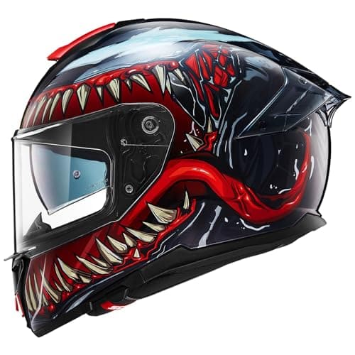 ILM Full Face Dual Visor Motorcycle Helmets with Rear Wing Pinlock Compatible Motorbike Street Bike Helmet DOT Men Women Model 861A (TheNight, L)