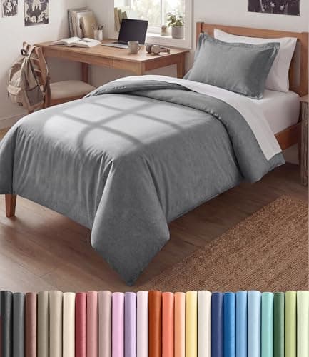 Duvet Cover TwinTwin XL Size Extra Soft Dorm College Duvet Cover Lightweight Comfy Breathable Fade Free w Zipper Closures Ties 68 x 90 Inches Heathered Grey Comforter Not Included