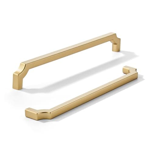 khtumeware 10Pack 8 Inch Square Brushed Gold Cabinet Pulls Solid Satin Gold Zinc Alloy HeavyDuty Handles for KitchenBathroom Cabinets Drawers Cupboards 8 Inch Center to Center