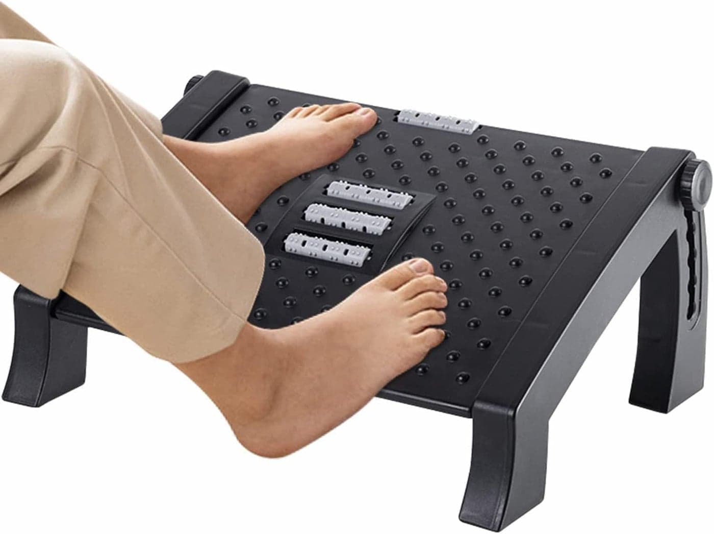 JAPTI Adjustable Foot Rest for Office Chair with Massage Texture and Roller Ergonomic Footrest under Desk with 6 Heights for Leg Resting Stool Home Office Table and Sofa 1PcsMulti Color