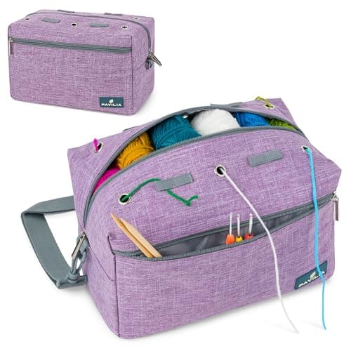 Pavilia Yarn Bag Knitting Crochet OnTheGo Project Bag Organizer for Accessories Purple