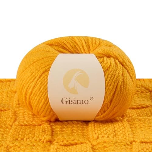 Gisimo 100 Merino Wool Yarn 6Ply Luxurious and Soft Yarn for Hand Knitting Crocheting 176 OZ50g 127 yds116 MetersGolden Yellow 1 Ball