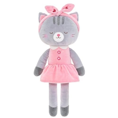 Lazada Stuffed Cat Dolls Animal Kitty Plush Toy Baby Girl Gifts Gray with Hair Band 16