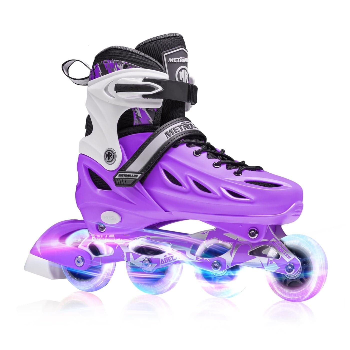 METROLLER Inline Skates for Girls and Boys Women Men 4 Sizes Adjustable Inline Skates with Light Up Wheels Illuminating Beginner Skates for Kids Adult Youth