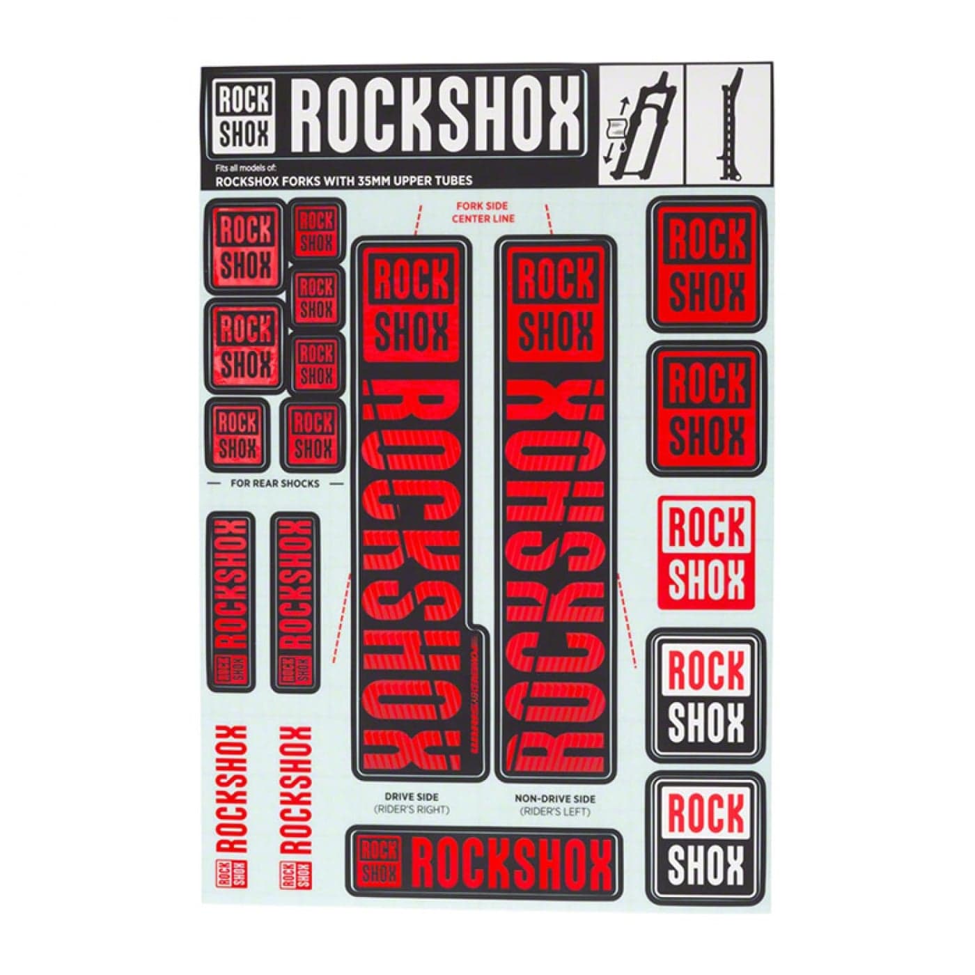 RockShox Decal Kit 35mm Red