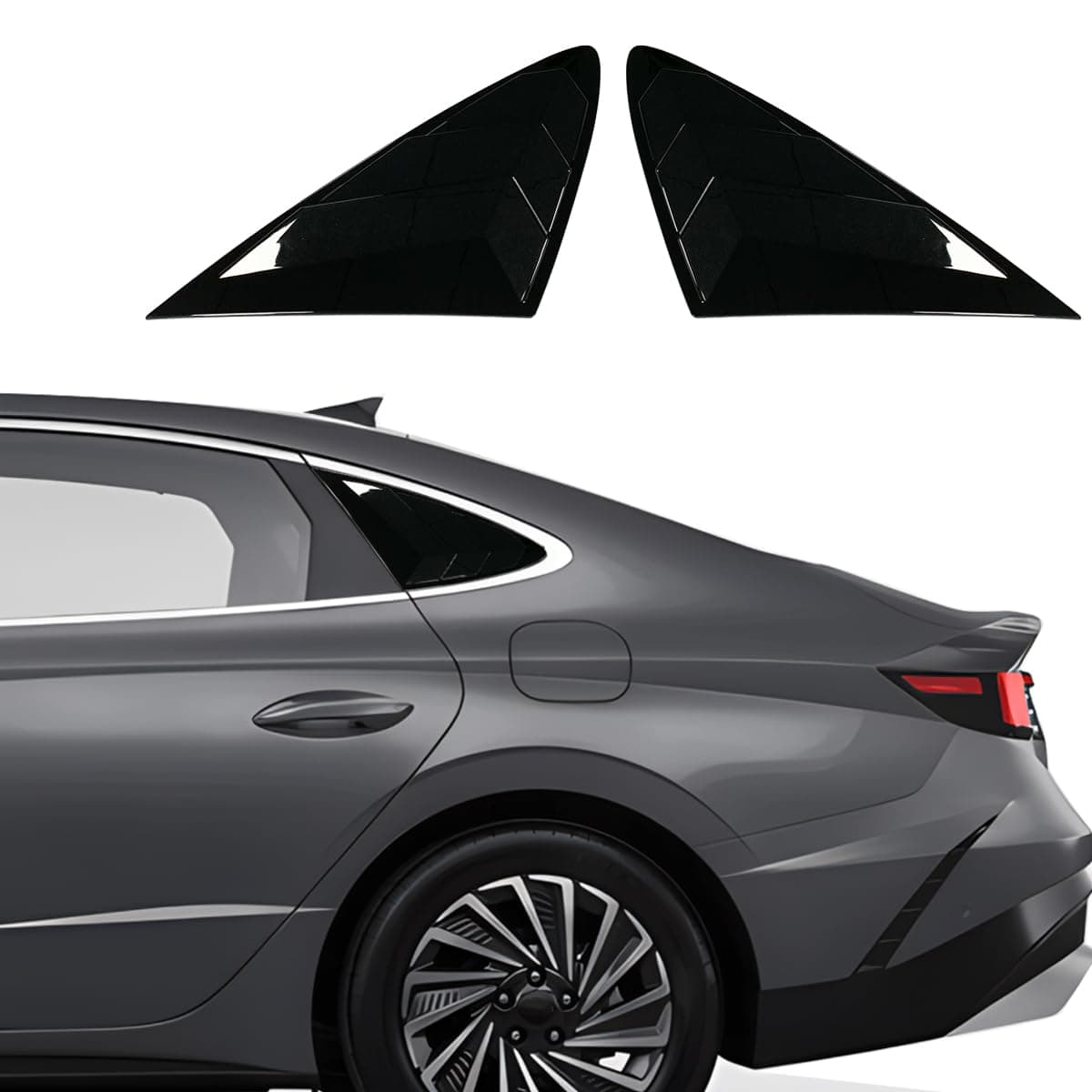 XYHGM for Hyundai Sonata 2020 2021 2022 2023 2024 Window Louvers Rear Side Window Louvers Air Vent Scoop Shades Cover Blinds Trim Exterior Accessories 2PCSBright Pitch Black