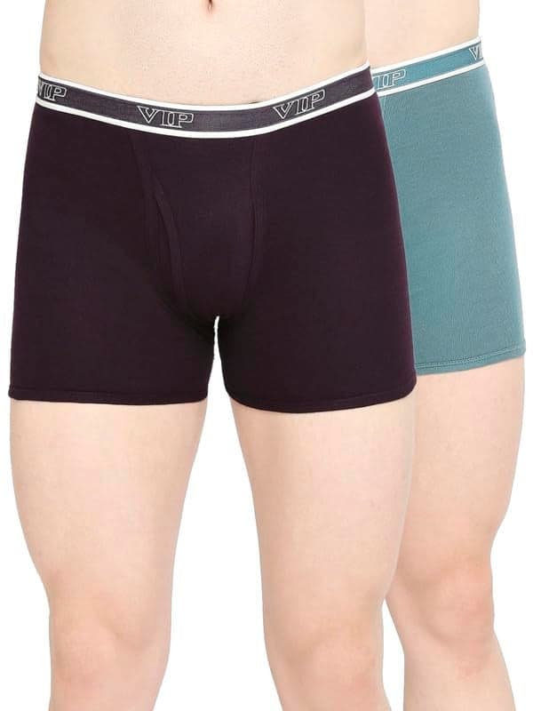 VIP Advanta Color Men Essential Premium Cotton Rib Trunks in Assorted Colours | Breathable Stretchable Fabric with No Mark Waistband