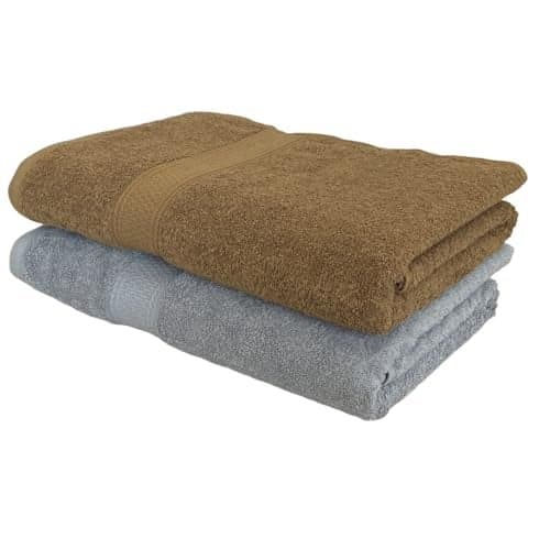 PatPug 100% Indian Ultra Soft Cotton 500 GSM Highly Absorbent, Fade Resistant, Quick Drying Large Bath Towel (Silver Grey and Sepia Brown)