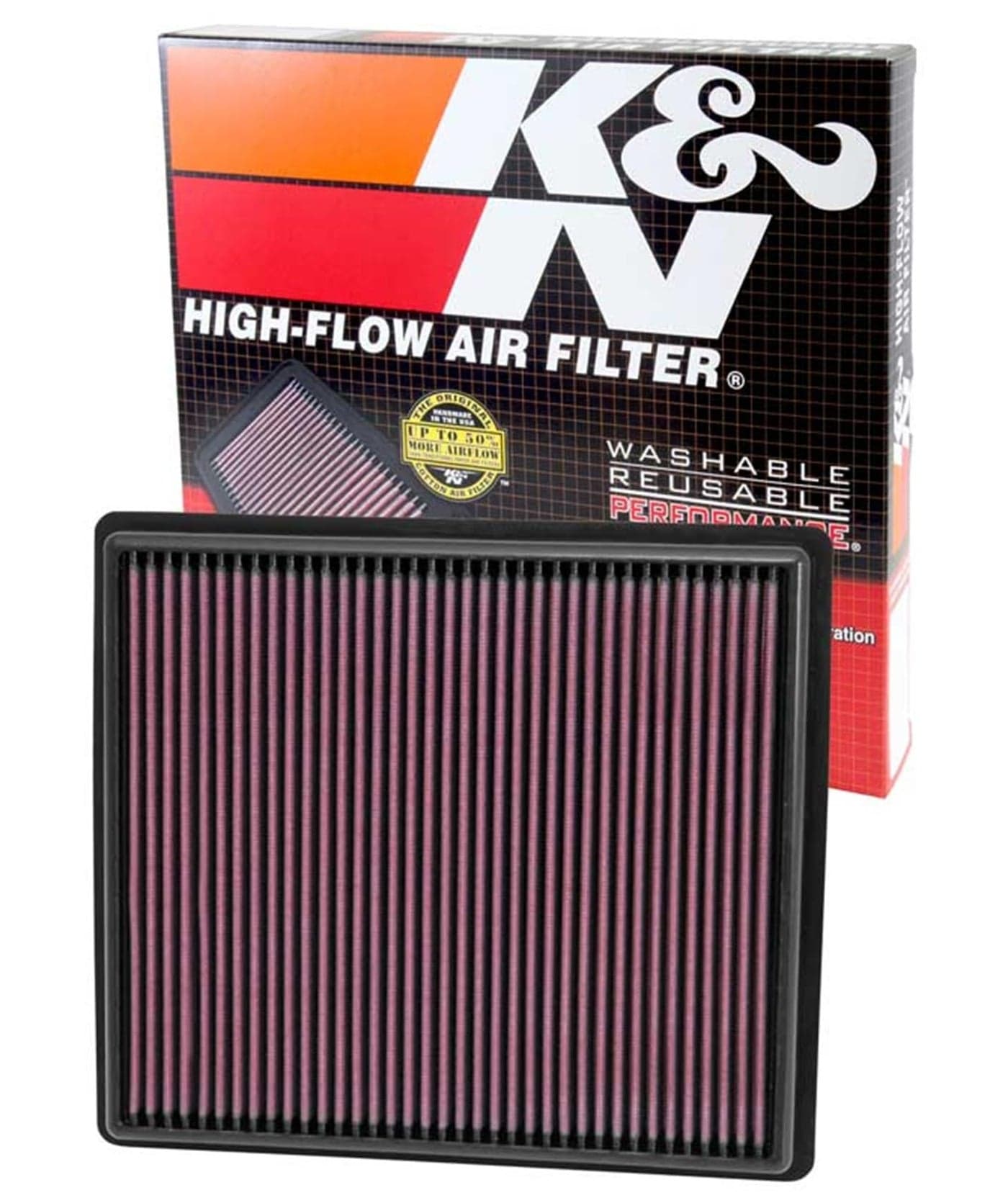 K&N High-Flow Original Lifetime Engine Air Filter: Increase Power: Premium, Washable: Compatible with 2013-2019 Buick/Chevrolet: Regal, Impala, Malibu, 33-2497