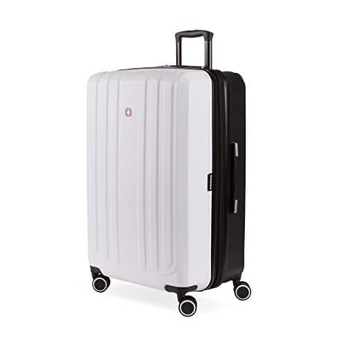 SwissGear 8028 Hardside Expandable Spinner Luggage, Black/White, Checked-Medium 24-Inch