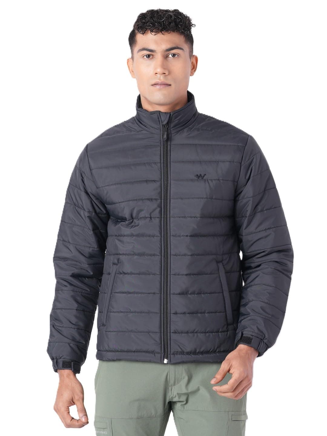 Wildcraft Men Alpine Solid Nylon Blend Collored Casual Quilted Husky Jacket, Full Sleeve - Regular fit, Black, M