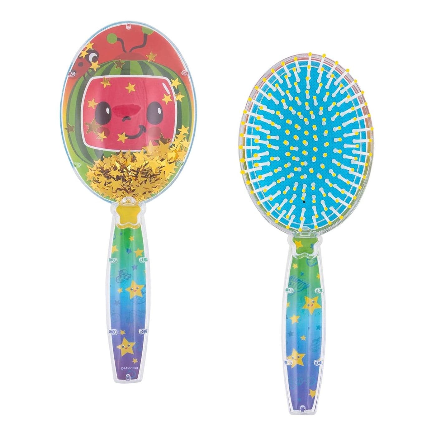 CoComelon Hair Brush with Magical Sparkling Stars Confetti Hair Brush Green Kids Hair Brush Ages 3