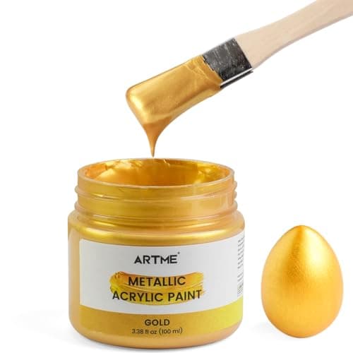 Artme Acrylic Paint Metallic Gold 100ml Gold Leaf Paint for Art Painting Handcrafts NonToxic NonFading Gold Paints Ideal for Canvas Wood Fabric Ceramic Stone Craft Supplies