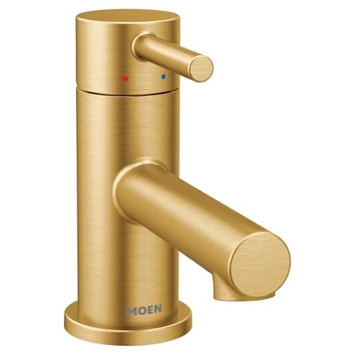 Moen Align Brushed Gold One-Handle Single Hole Low Profile Modern Bathroom Faucet with Drain Assembly, 6191BG
